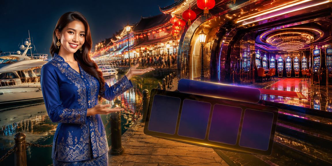 Suasana pertaruhan kasino bergaya baju kurung tradisional di Melaka Malaysia