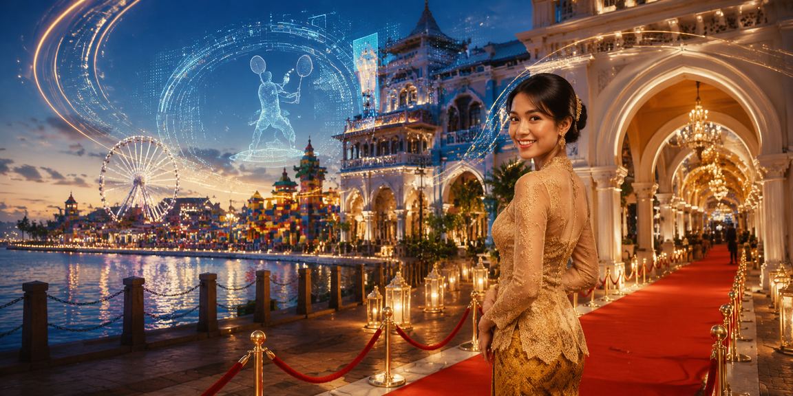 Suasana kasino hiburan Malaysia dengan pakaian kebaya tradisional